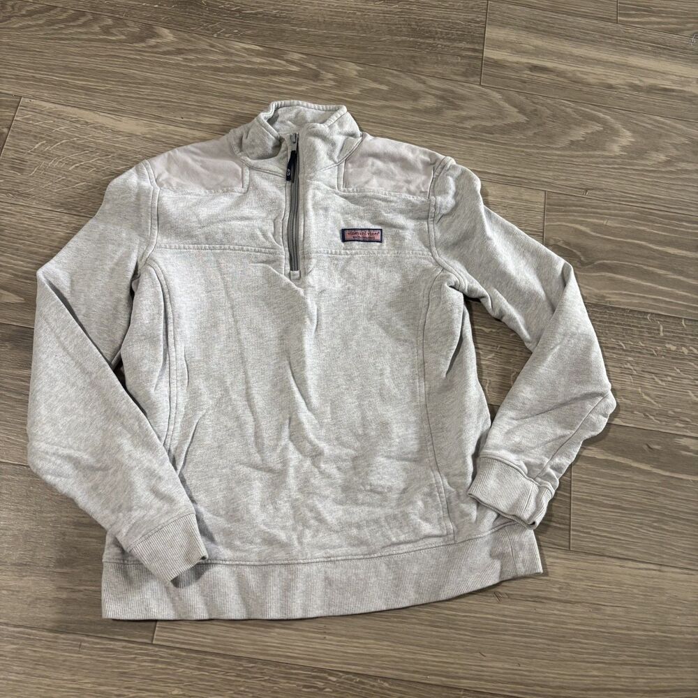 Vineyard Vines Light Gray Quarter Zip Pull Over Size Small
